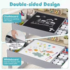 Ensemble table et 2 chaises multifonctions pour enfants Costway avec plateau double face amovible gris + blanc/naturel + blanc