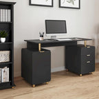 Bureau flottant exécutif moderne avec 3 tiroirs et surface de travail élégante