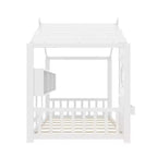 Lit cabane au sol simple, lit Montessori pour enfants avec étagère de rangement et toit