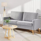 Canapé deux places Mid-Century Modern en velours côtelé de 68 po avec coussin à ressorts