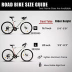 Vélo de Route Whisen, Cadre en Aluminium Léger, Freins à Disque, 16 Vitesses, Accélération Rapide, Adapté aux Hommes et aux Femmes