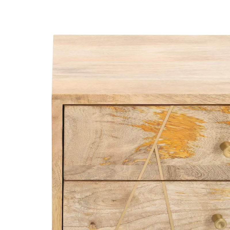 Banc en bois moderne à 2 tiroirs avec coussin en tissu gris et pieds dorés