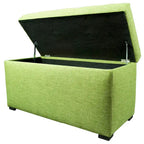 Banc de rangement capitonné avec couvercle et pieds en bois