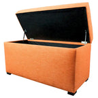 Banc de rangement capitonné avec couvercle et pieds en bois
