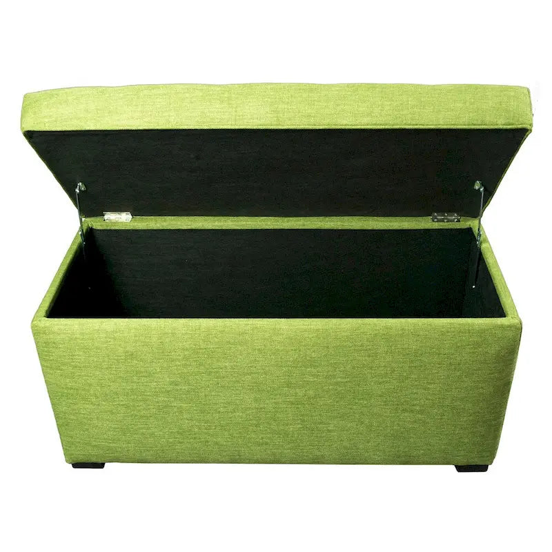 Banc de rangement capitonné avec couvercle et pieds en bois