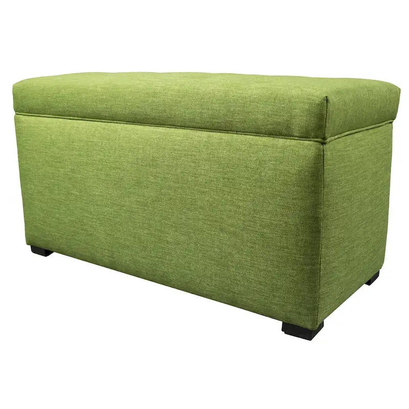 Banc de rangement capitonné avec couvercle et pieds en bois
