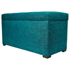 Banc de rangement capitonné avec couvercle et pieds en bois
