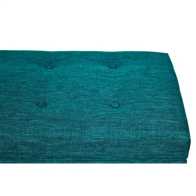 Banc de rangement capitonné avec couvercle et pieds en bois