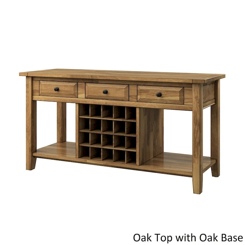 Buffet de service pour vin en bois deux tons avec finition vieillie