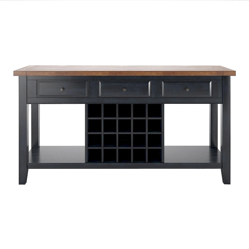 Buffet de service pour vin en bois deux tons avec finition vieillie