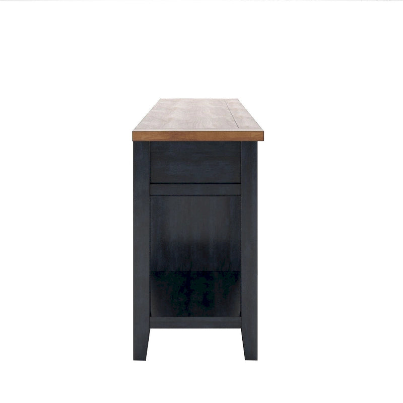 Buffet de service pour vin en bois deux tons avec finition vieillie
