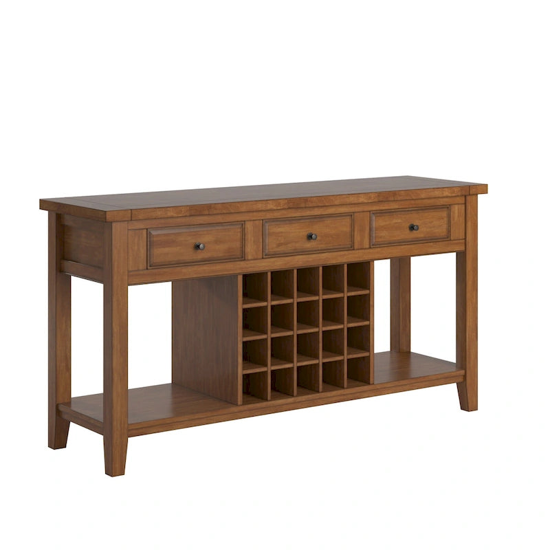 Buffet de service pour vin en bois deux tons avec finition vieillie