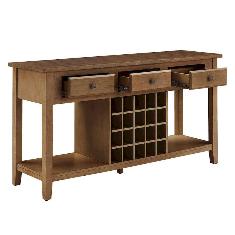 Buffet de service pour vin en bois deux tons avec finition vieillie