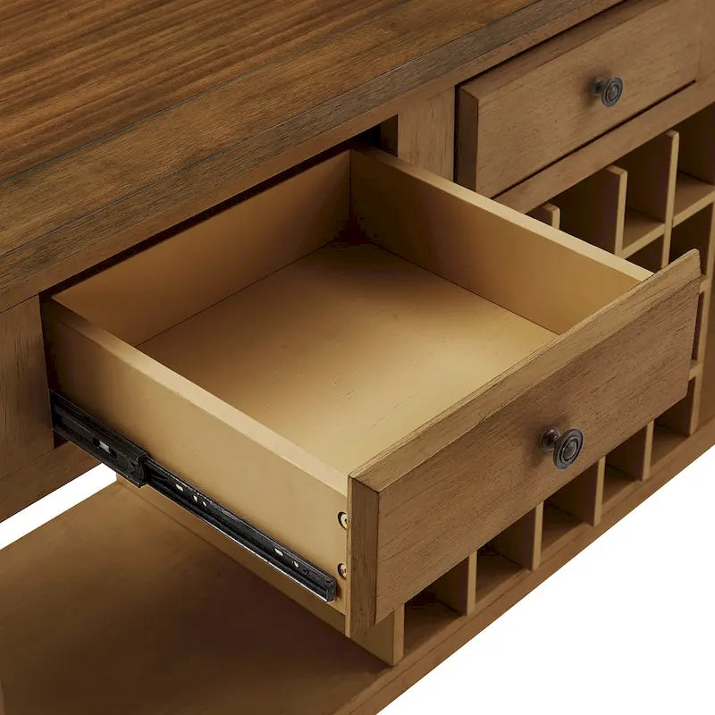 Buffet de service pour vin en bois deux tons avec finition vieillie