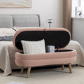 Banc de rangement capitonné avec pieds en bois, velours et bouclette
