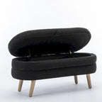 Banc de rangement capitonné avec pieds en bois, velours et bouclette