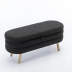Banc de rangement capitonné avec pieds en bois, velours et bouclette