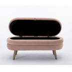 Banc de rangement capitonné avec pieds en bois, velours et bouclette