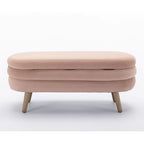 Banc de rangement capitonné avec pieds en bois, velours et bouclette