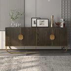 Buffet 4 portes effet bois avec pieds en métal doré