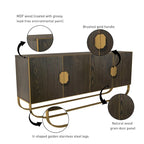 Buffet 4 portes effet bois avec pieds en métal doré