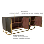 Buffet 4 portes effet bois avec pieds en métal doré