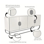 Buffet 4 portes effet bois avec pieds en métal doré