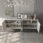 Buffet 4 portes effet bois avec pieds en métal doré