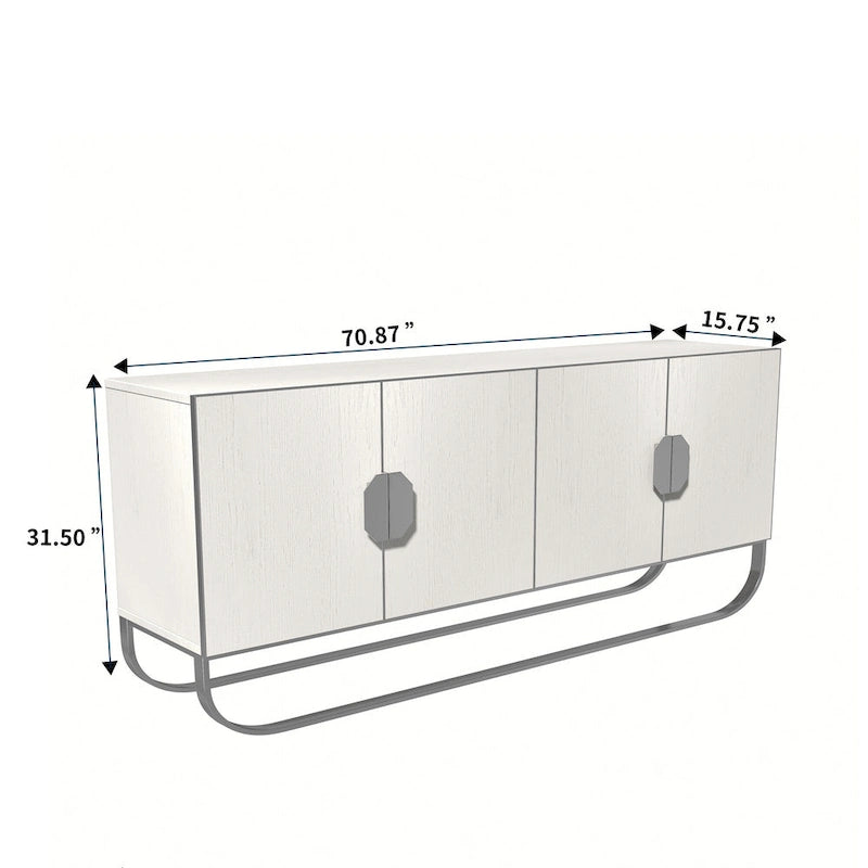 Buffet 4 portes effet bois avec pieds en métal doré