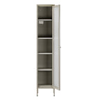 Armoire de rangement haute en acier gris avec étagères réglables et porte en acrylique transparent