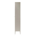 Armoire de rangement haute en acier gris avec étagères réglables et porte en acrylique transparent