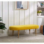 Banc d'appoint ovale en velours avec pieds en métal doré, multicolore