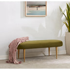 Banc d'appoint ovale en velours avec pieds en métal doré, multicolore