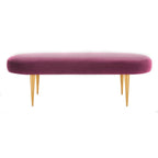 Banc d'appoint ovale en velours avec pieds en métal doré, multicolore