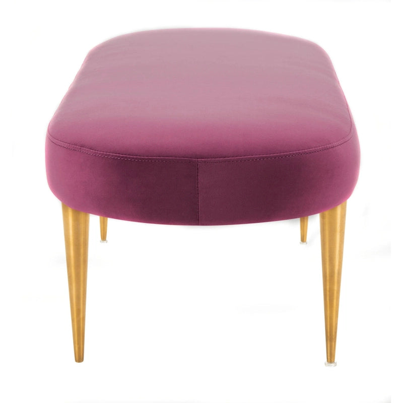 Banc d'appoint ovale en velours avec pieds en métal doré, multicolore