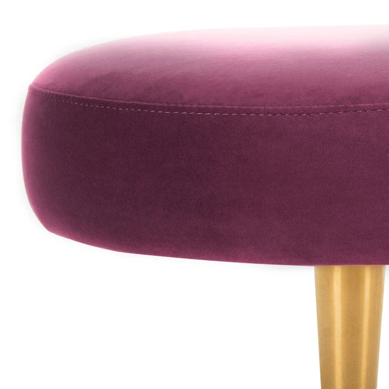 Banc d'appoint ovale en velours avec pieds en métal doré, multicolore