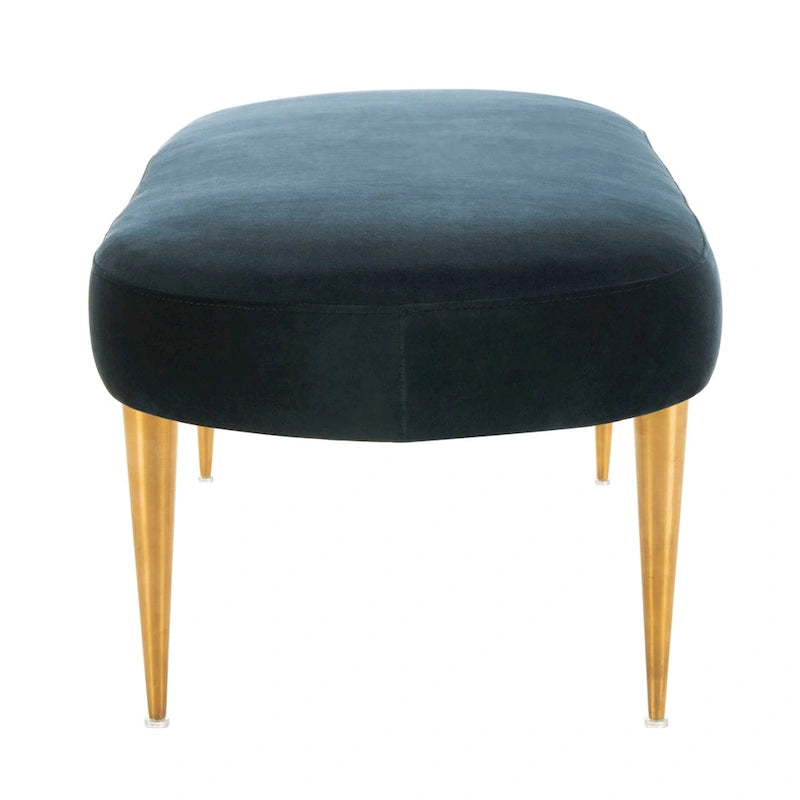 Banc d'appoint ovale en velours avec pieds en métal doré, multicolore