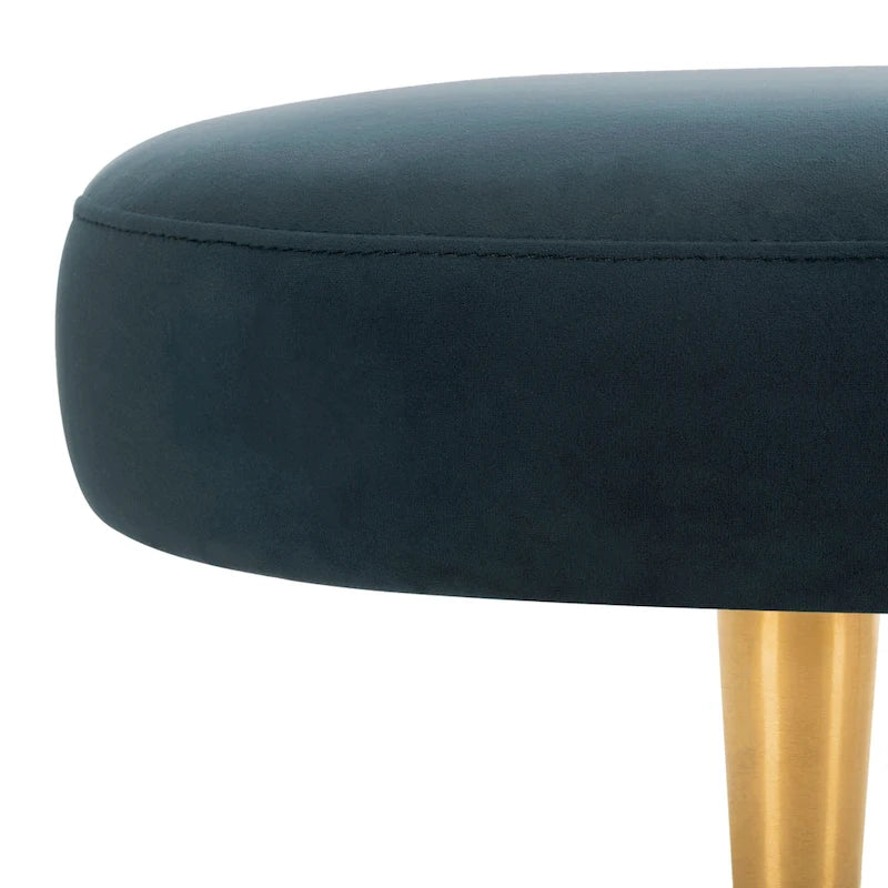 Banc d'appoint ovale en velours avec pieds en métal doré, multicolore