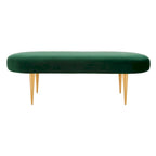 Banc d'appoint ovale en velours avec pieds en métal doré, multicolore