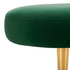 Banc d'appoint ovale en velours avec pieds en métal doré, multicolore