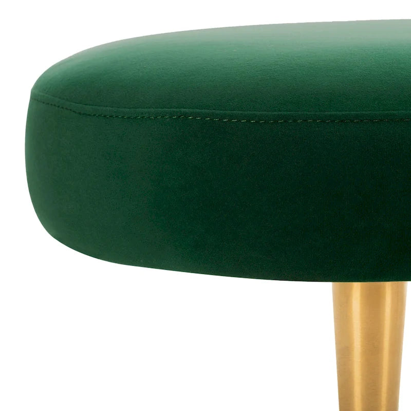 Banc d'appoint ovale en velours avec pieds en métal doré, multicolore