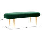 Banc d'appoint ovale en velours avec pieds en métal doré, multicolore