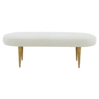 Banc d'appoint ovale en velours avec pieds en métal doré, multicolore