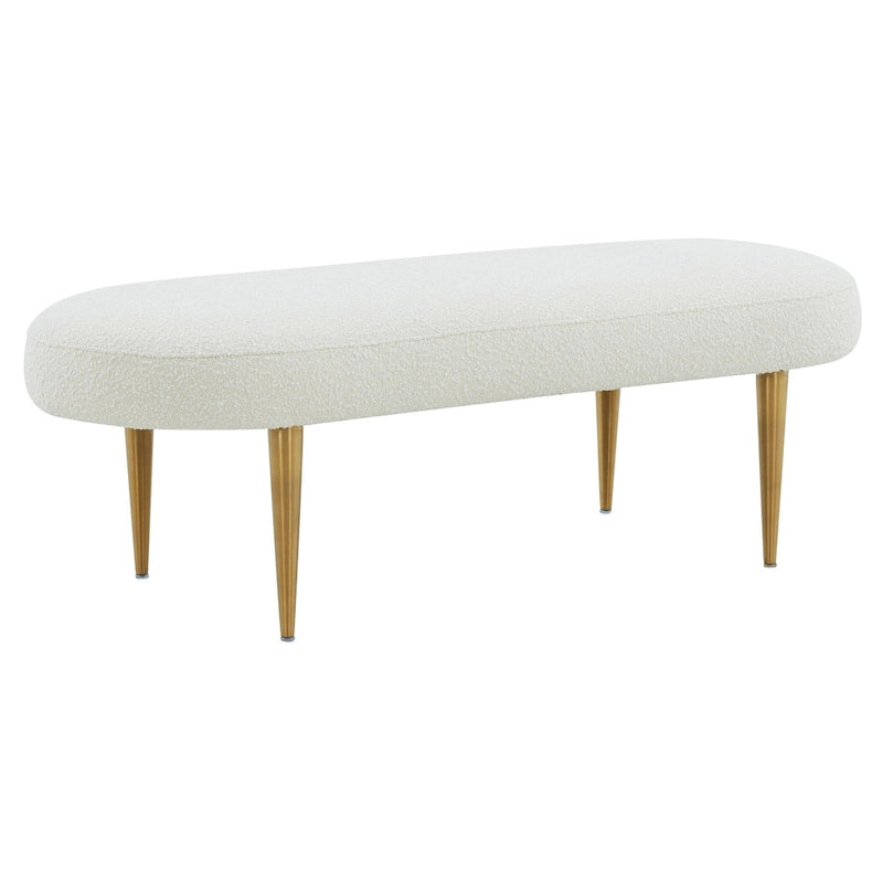 Banc d'appoint ovale en velours avec pieds en métal doré, multicolore