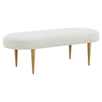 Banc d'appoint ovale en velours avec pieds en métal doré, multicolore