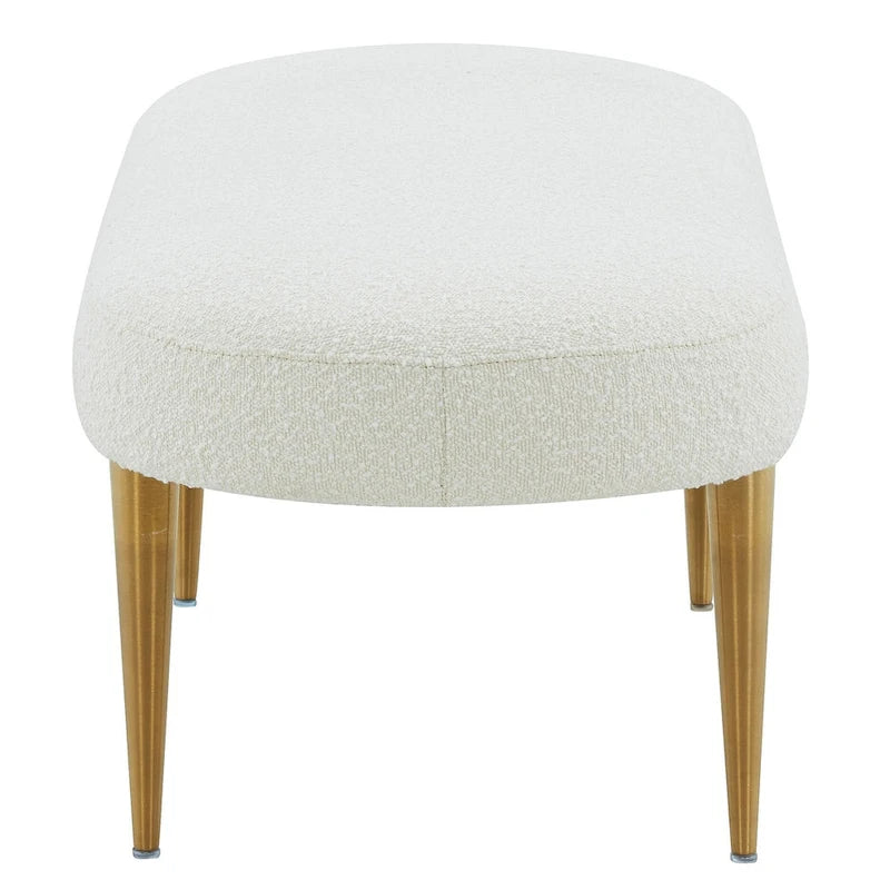 Banc d'appoint ovale en velours avec pieds en métal doré, multicolore