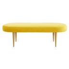 Banc d'appoint ovale en velours avec pieds en métal doré, multicolore