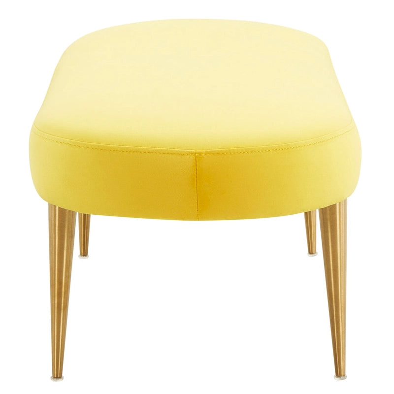 Banc d'appoint ovale en velours avec pieds en métal doré, multicolore