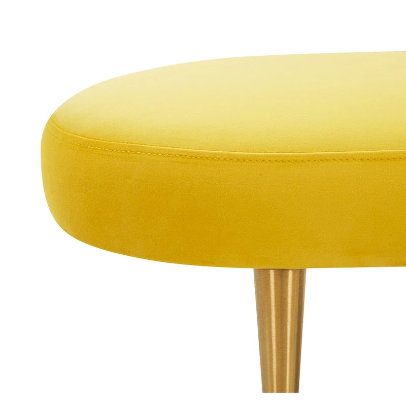 Banc d'appoint ovale en velours avec pieds en métal doré, multicolore