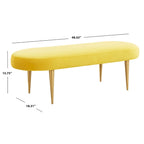 Banc d'appoint ovale en velours avec pieds en métal doré, multicolore